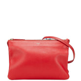 セリーヌ トリオ 斜め掛け ショルダーバッグ レッド レザー レディース CELINE 【中古】